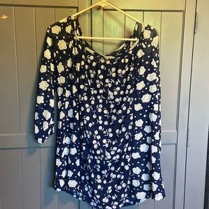 Sheer navy blue maternity blouse